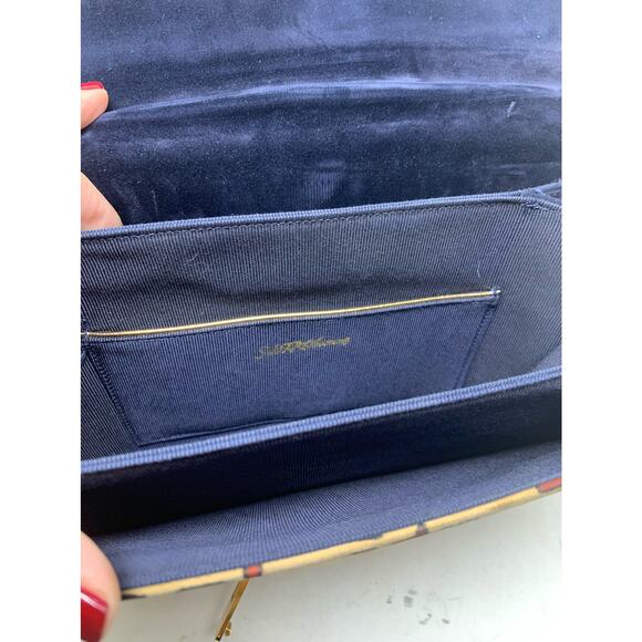 Saks Fifth Avenue Black Multicolor Suede Print Buckle Closure Purse - Picture 11 of 14